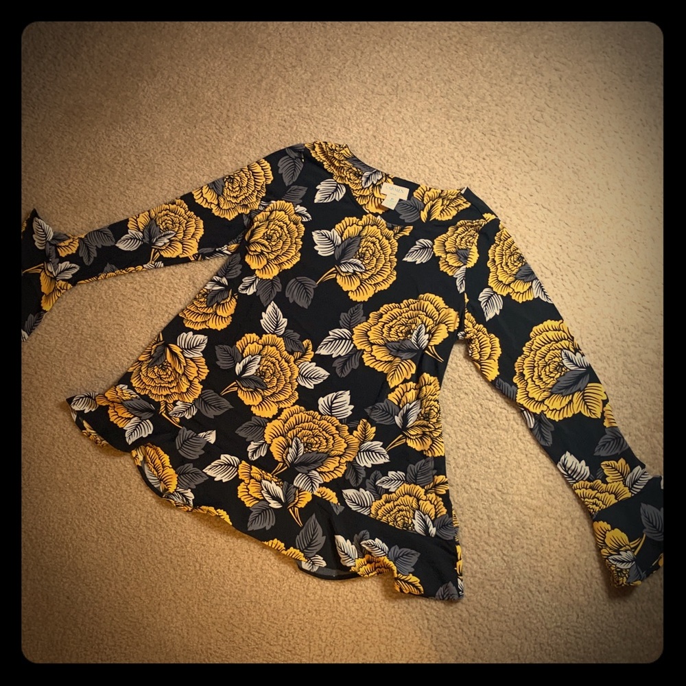 Brand new gorgeous black and yellow floral blouse!